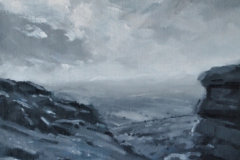 From Sharp Tor (towards River Dart), 30 x 30cm, oil on wood panel