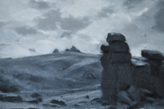 Hound Tor towards Haytor. 26 x 25cm, oil on wood panel