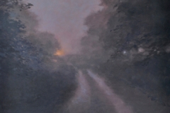 Night Walk with Dr Mortimer (1), 61 x 61cm, oil on wood panel