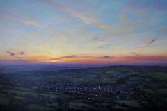 SOLD - Moretonhampstead from Easdon Tor, oil on canvas, 68 x 128cm.