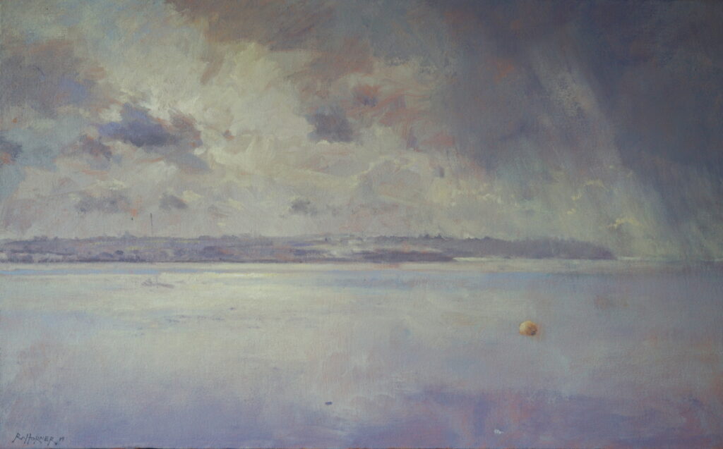 Across the Oase towards Sheppy, oil on canvas, 67 x 42cm