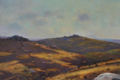 SOLD - Chinkwell Tor from Bonehill Rocks', 40 x 58cm, oil on wood panel