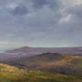 From Haytor towards Teignmouth, 29 x 73cm, oil wood panel