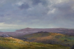 From Haytor towards Teignmouth, 29 x 73cm, oil wood panel