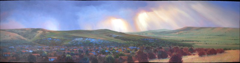 Panorama Lewes, 160cm x 40cm, oil on canvas - sold