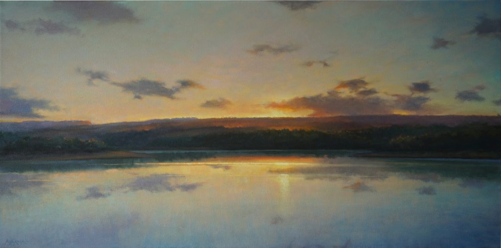 Ric W. Horner - Fernworthy Reservoir, oil on canvas, 100 x 50cm