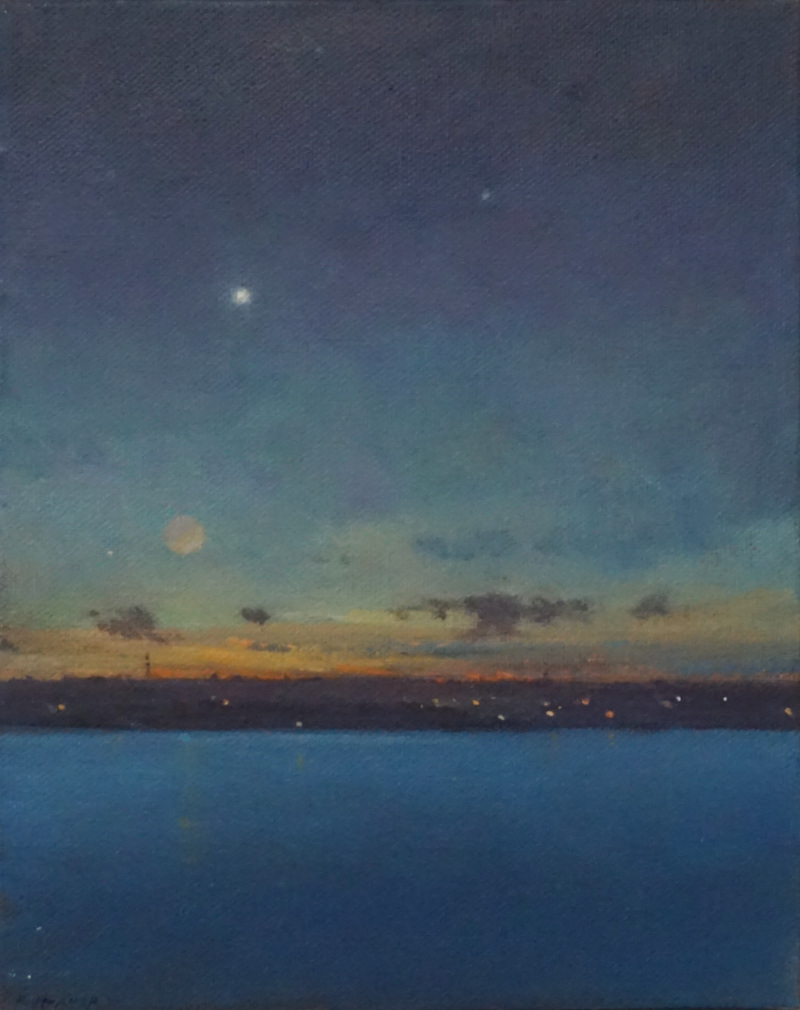 Nocturn. Venus & rising moon from Seasalter, May 2020